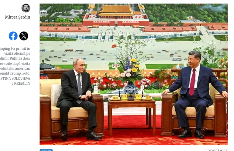 Articol PressOne despre vizita lui Putin la Beijing