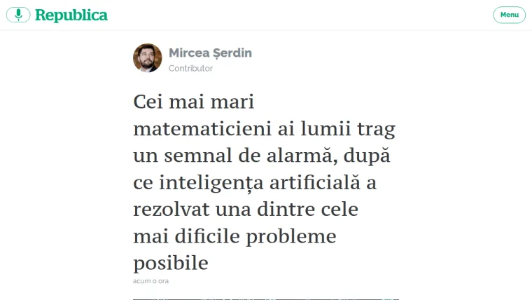 Articolul pe Republica: cei mai mari matematicieni ai lumii trag un semnal de alarmă